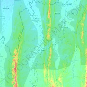 Unokoti topographic map, elevation, terrain