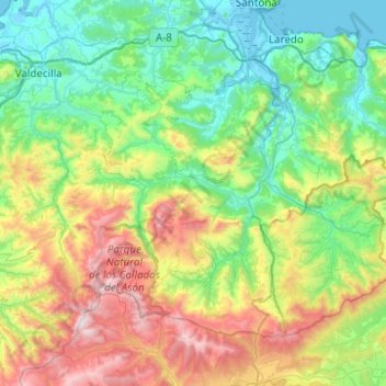 Asón-Agüera topographic map, elevation, terrain