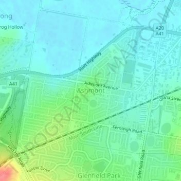 Ashmont topographic map, elevation, terrain