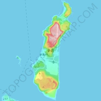 新島 topographic map, elevation, terrain