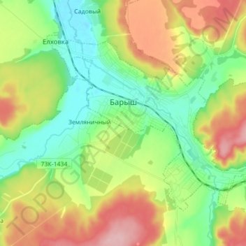 Barysh topographic map, elevation, terrain