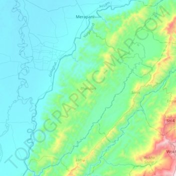 Bhandari topographic map, elevation, terrain
