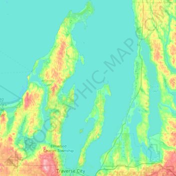 Grand Traverse Bay topographic map, elevation, terrain