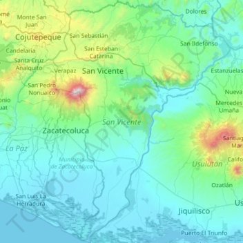 San Vicente topographic map, elevation, terrain