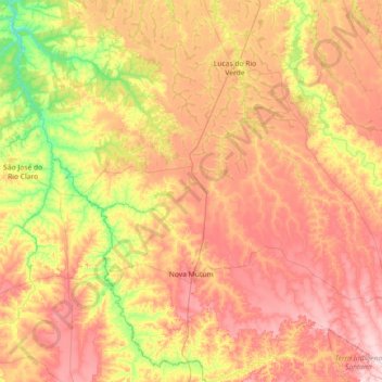 Nova Mutum topographic map, elevation, terrain