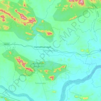 Kamakshyanagar topographic map, elevation, terrain