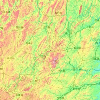 Tongren City topographic map, elevation, terrain