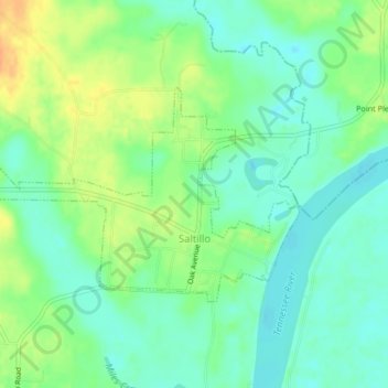 Saltillo topographic map, elevation, terrain