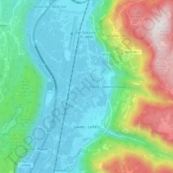 Laives - Leifers topographic map, elevation, terrain