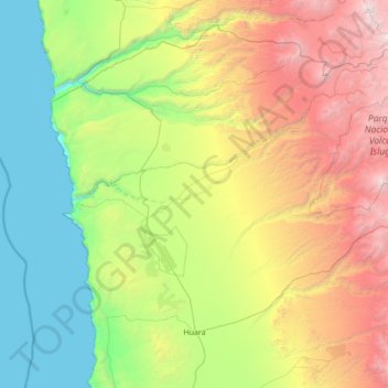 Huara topographic map, elevation, terrain
