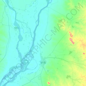 Myingyan topographic map, elevation, terrain