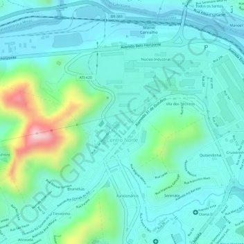 Centro topographic map, elevation, terrain