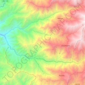 Cochapeti topographic map, elevation, terrain