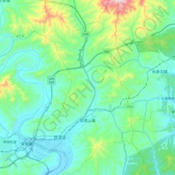 Shuangtashan topographic map, elevation, terrain