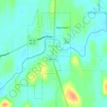 Theresa topographic map, elevation, terrain