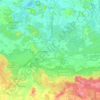 Nuthe-Urstromtal topographic map, elevation, terrain
