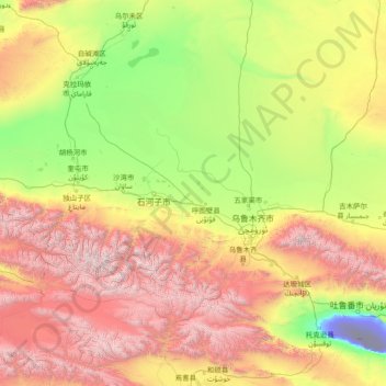 Changji topographic map, elevation, terrain