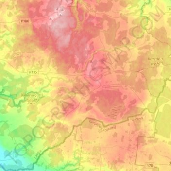 Vaiņodes pagasts topographic map, elevation, terrain