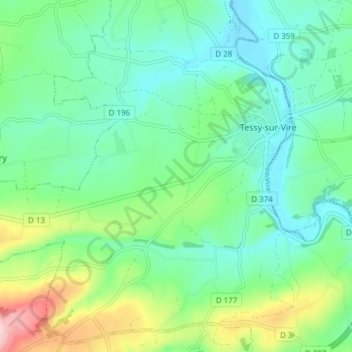 Tessy-sur-Vire topographic map, elevation, terrain