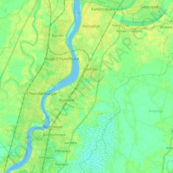 Barrackpur - I topographic map, elevation, terrain