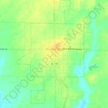 Bunker Hill topographic map, elevation, terrain