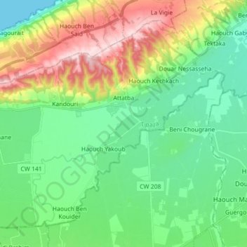 Attatba topographic map, elevation, terrain