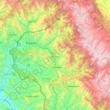 Punch topographic map, elevation, terrain