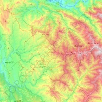 Shimla ( Rural ) topographic map, elevation, terrain