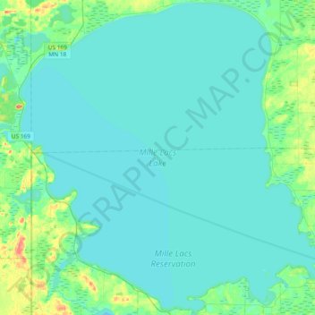 Mille Lacs Lake topographic map - Thumbnail