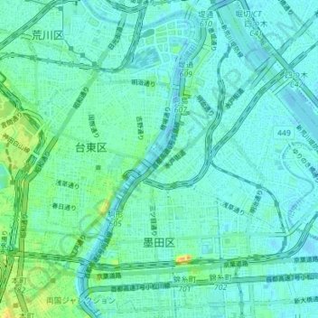 Sumida topographic map, elevation, terrain