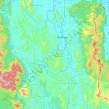 Kuala Krai topographic map, elevation, terrain