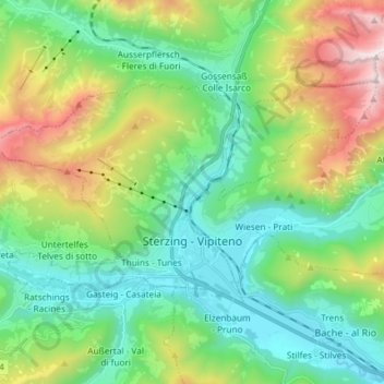 Sterzing - Vipiteno topographic map, elevation, terrain
