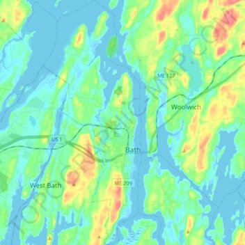 Bath topographic map, elevation, terrain