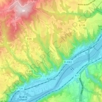 Ampuis topographic map, elevation, terrain