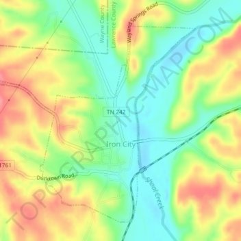 Iron City topographic map, elevation, terrain