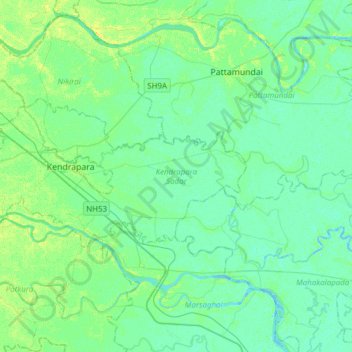 Kendrapara Sadar topographic map, elevation, terrain