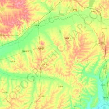 Kedong County topographic map, elevation, terrain