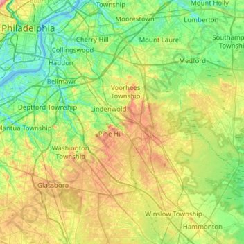 Camden County topographic map, elevation, terrain