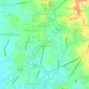Manggahan topographic map, elevation, terrain