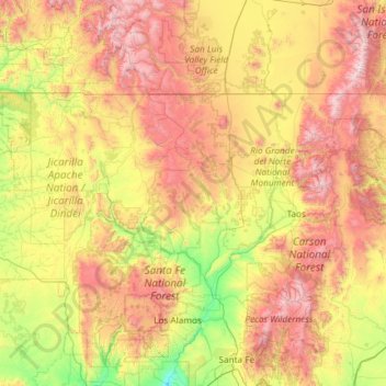 Carson National Forest topographic map, elevation, terrain