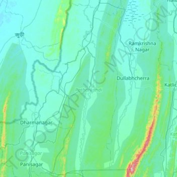 Patharkandi topographic map, elevation, terrain