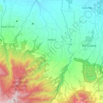 Venecia topographic map, elevation, terrain