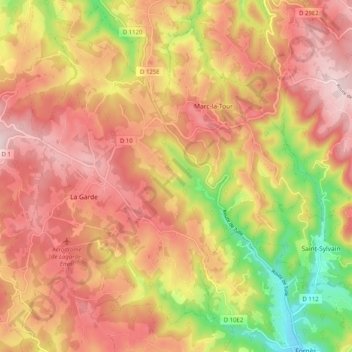 Lagarde-Marc-la-Tour topographic map, elevation, terrain