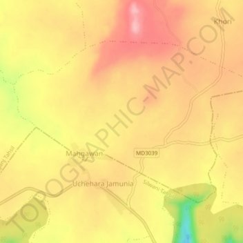 Jamunia topographic map, elevation, terrain