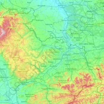 Mährisch-Schlesische Region topographic map, elevation, terrain