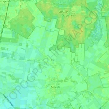 Zwiggelte topographic map, elevation, terrain