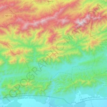 Sangdupota Basar Nello Circle topographic map, elevation, terrain