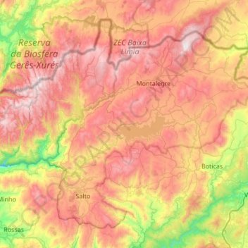 Montalegre topographic map, elevation, terrain