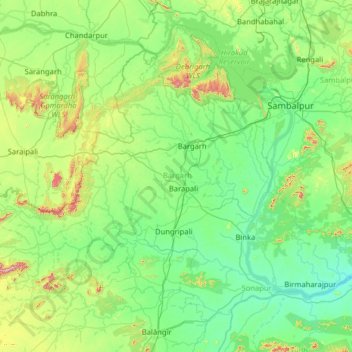 Bargarh topographic map, elevation, terrain