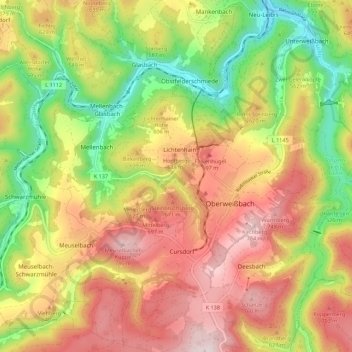 Schwarzatal topographic map, elevation, terrain